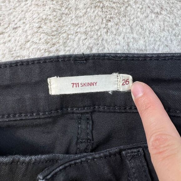 Levis 711 Black Skinny Jeans Womens Size 26x30 Pants Stretch Jegging Inseam 28" - Picture 2 of 9